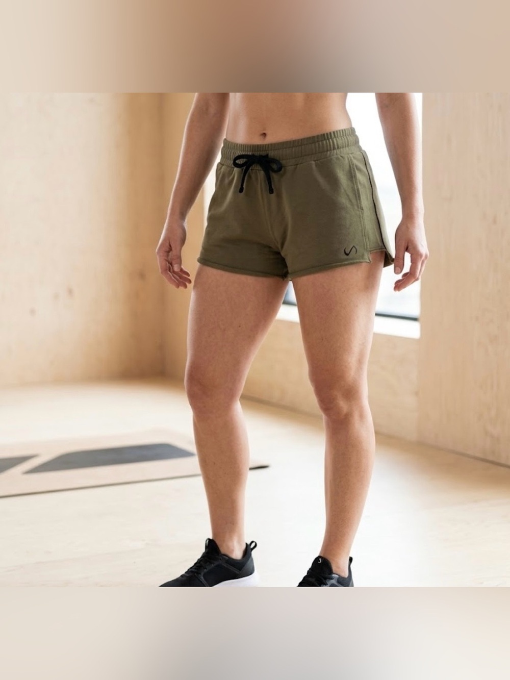 TLF Olive Athletic Drawstring Shorts for Women — Minimal Performance SIZE S